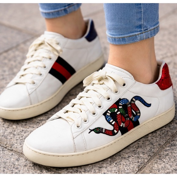 Gucci Other - Gucci Ace Kingsnake Sneakers White Leather Men's 8.5 EU 41.5 Authentic